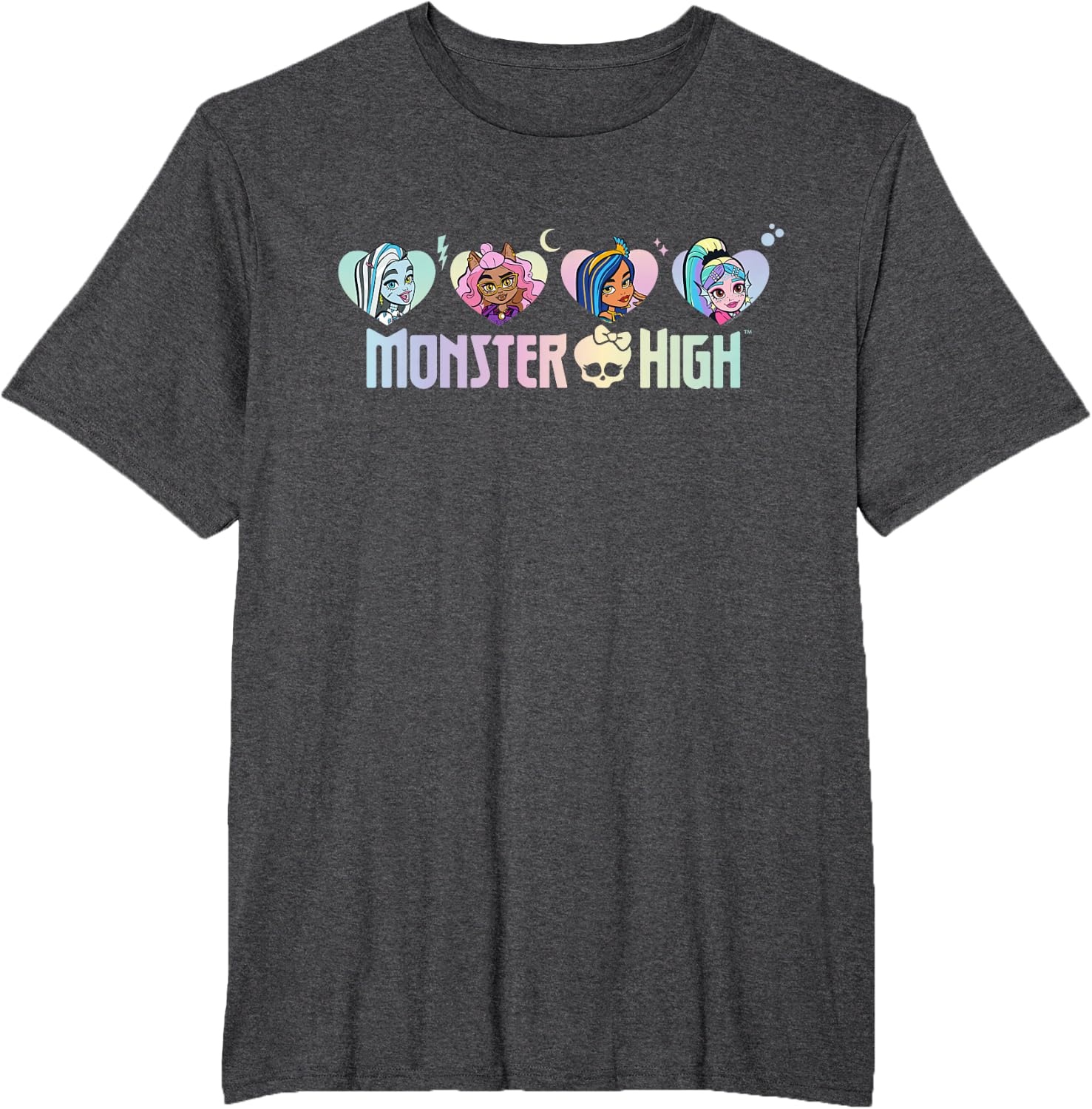 image:imageMonster High Frankie Clawdeen Cleo Lagoona Hearts TShirtDark Heather Grey