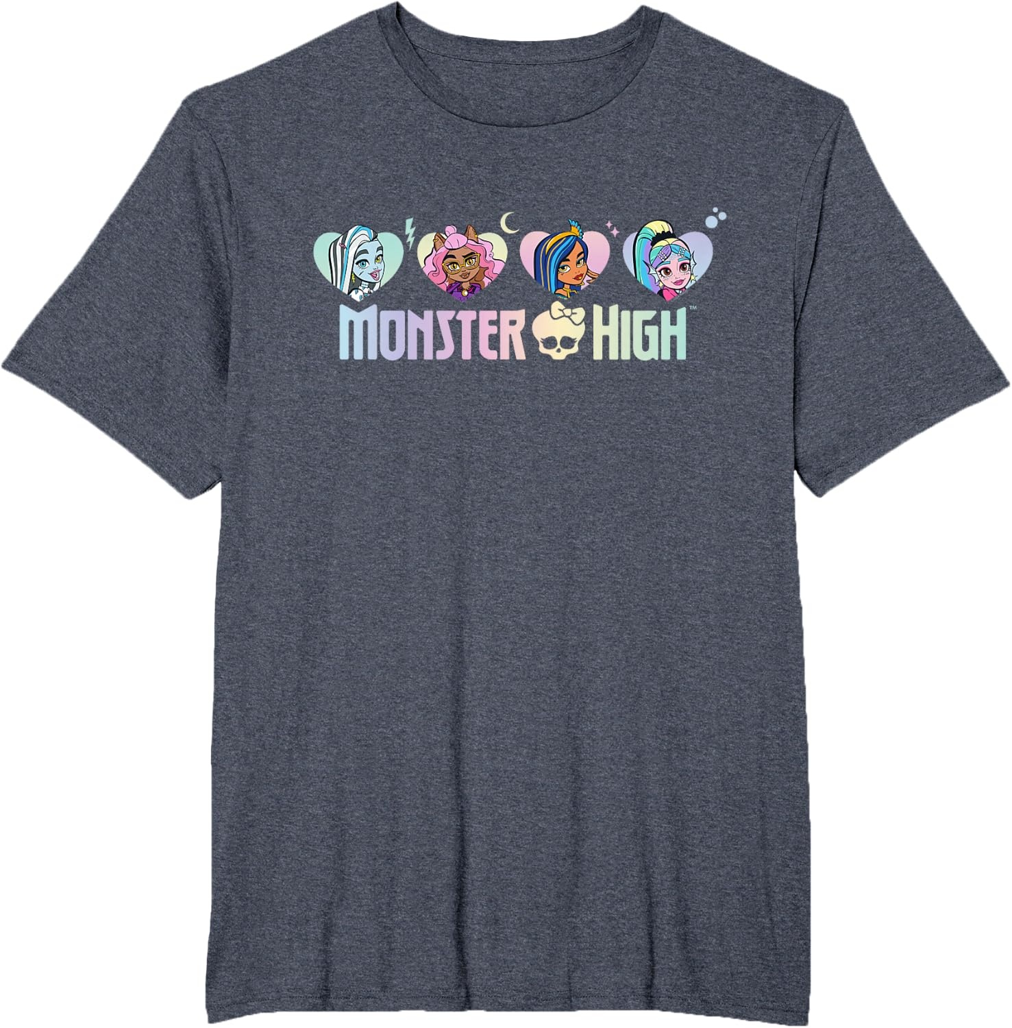 image:imageMonster High Frankie Clawdeen Cleo Lagoona Hearts TShirtHeather Blue