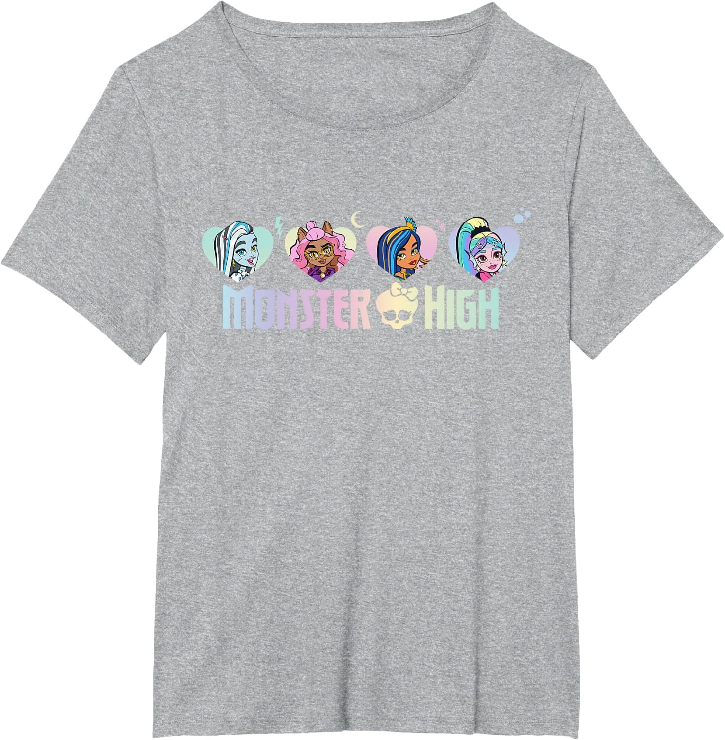 image:imageMonster High Frankie Clawdeen Cleo Lagoona Hearts TShirtHeather Grey