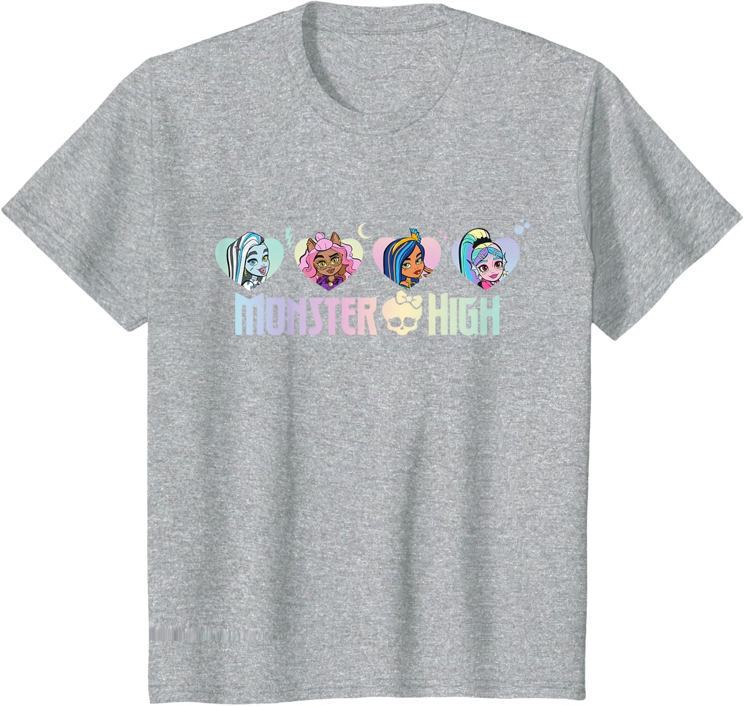 image:imageMonster High Frankie Clawdeen Cleo Lagoona Hearts TShirtHeather Grey