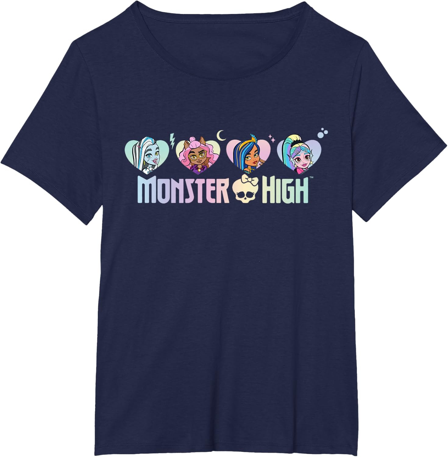 image:imageMonster High Frankie Clawdeen Cleo Lagoona Hearts TShirtNavy Blue