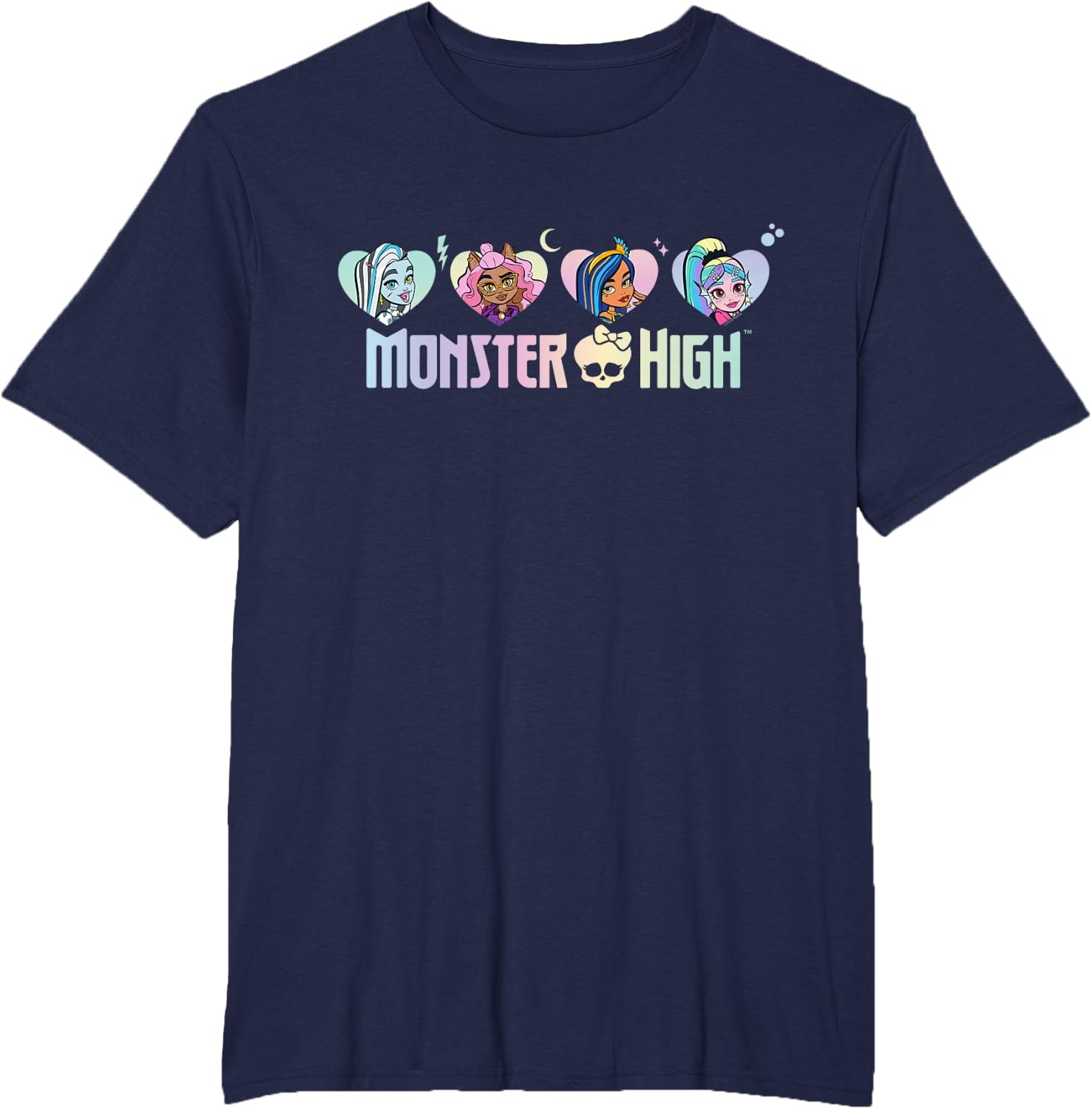 image:imageMonster High Frankie Clawdeen Cleo Lagoona Hearts TShirtNavy Blue