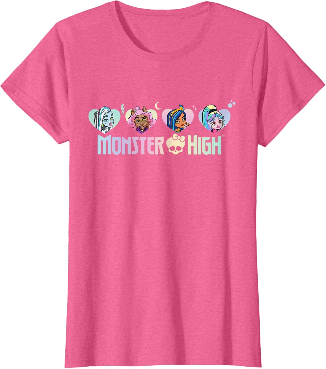 image:imageMonster High Frankie Clawdeen Cleo Lagoona Hearts TShirtPink Heather