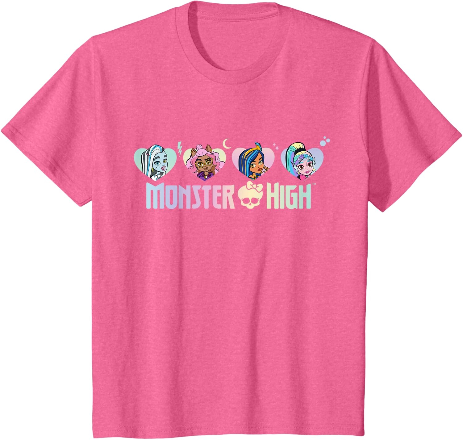 image:imageMonster High Frankie Clawdeen Cleo Lagoona Hearts TShirtPink Heather