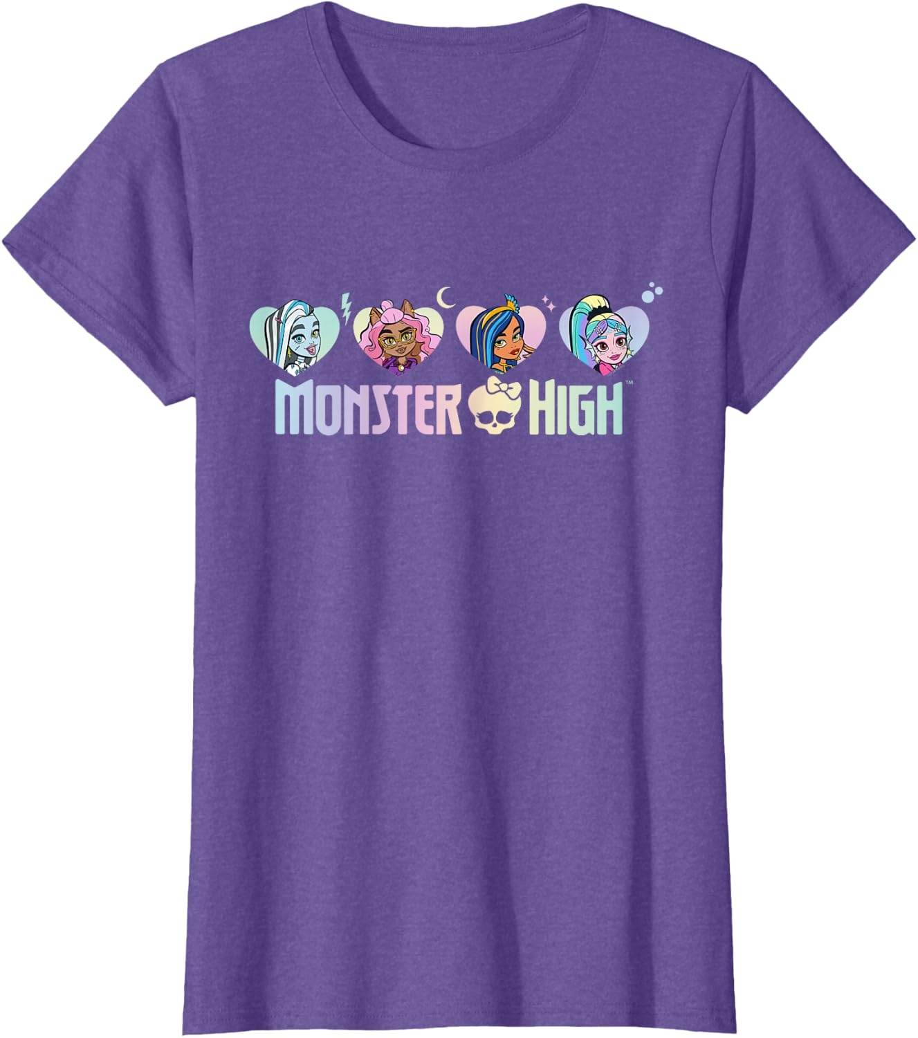 image:imageMonster High Frankie Clawdeen Cleo Lagoona Hearts TShirtPurple Heather