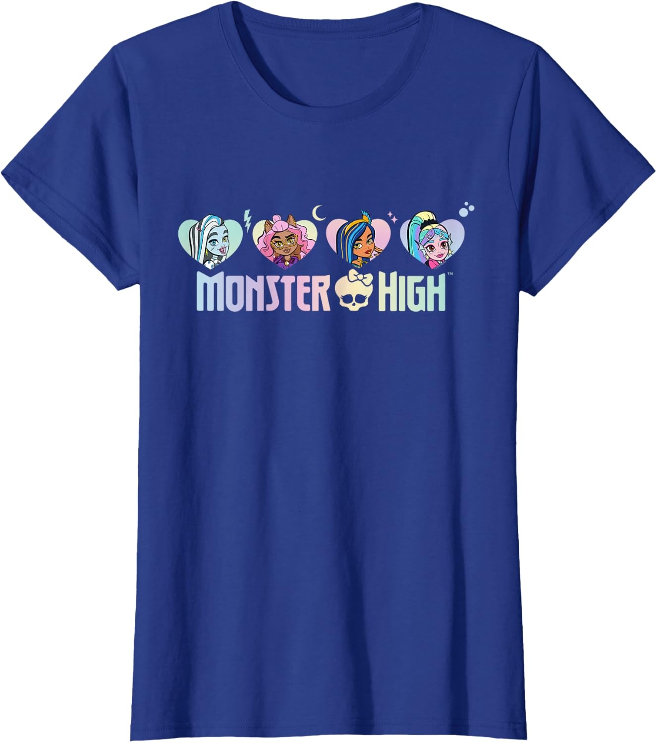 image:imageMonster High Frankie Clawdeen Cleo Lagoona Hearts TShirtRoyal Blue