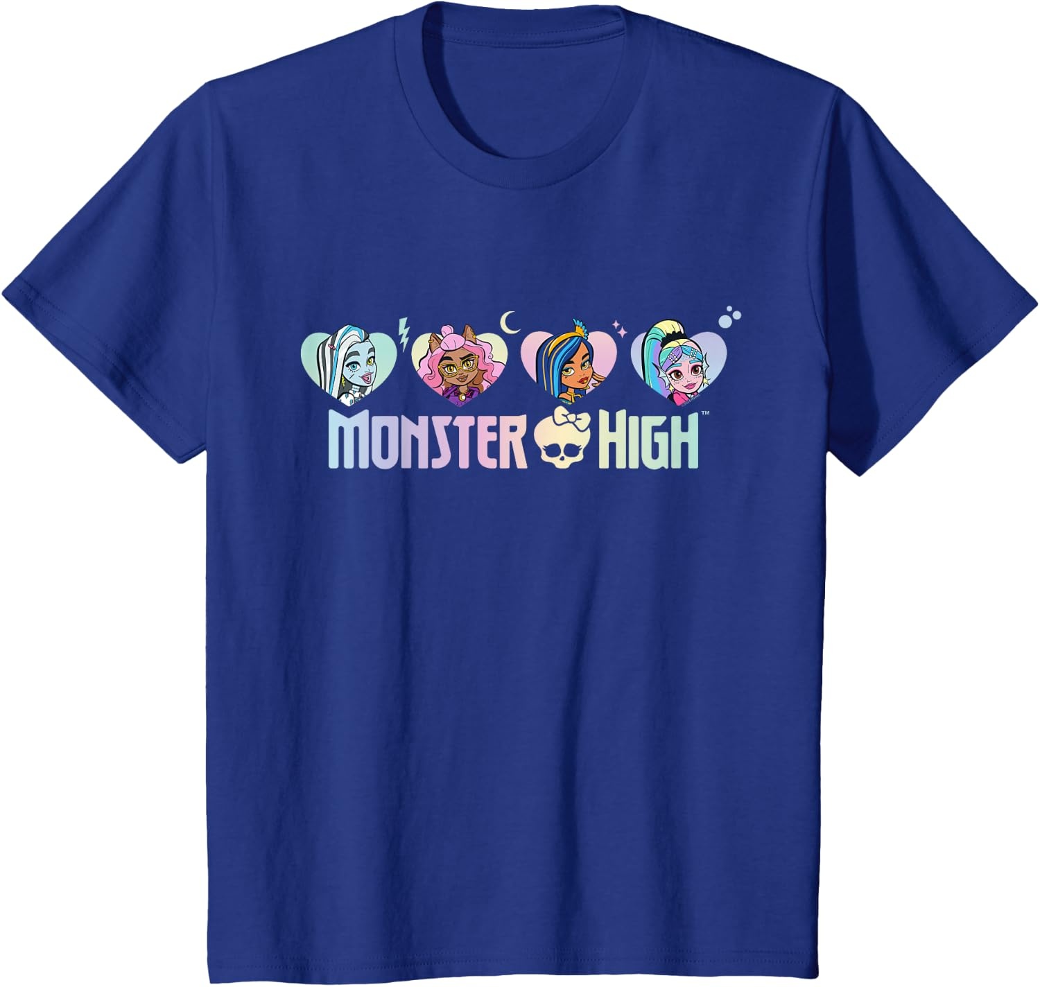 image:imageMonster High Frankie Clawdeen Cleo Lagoona Hearts TShirtRoyal Blue