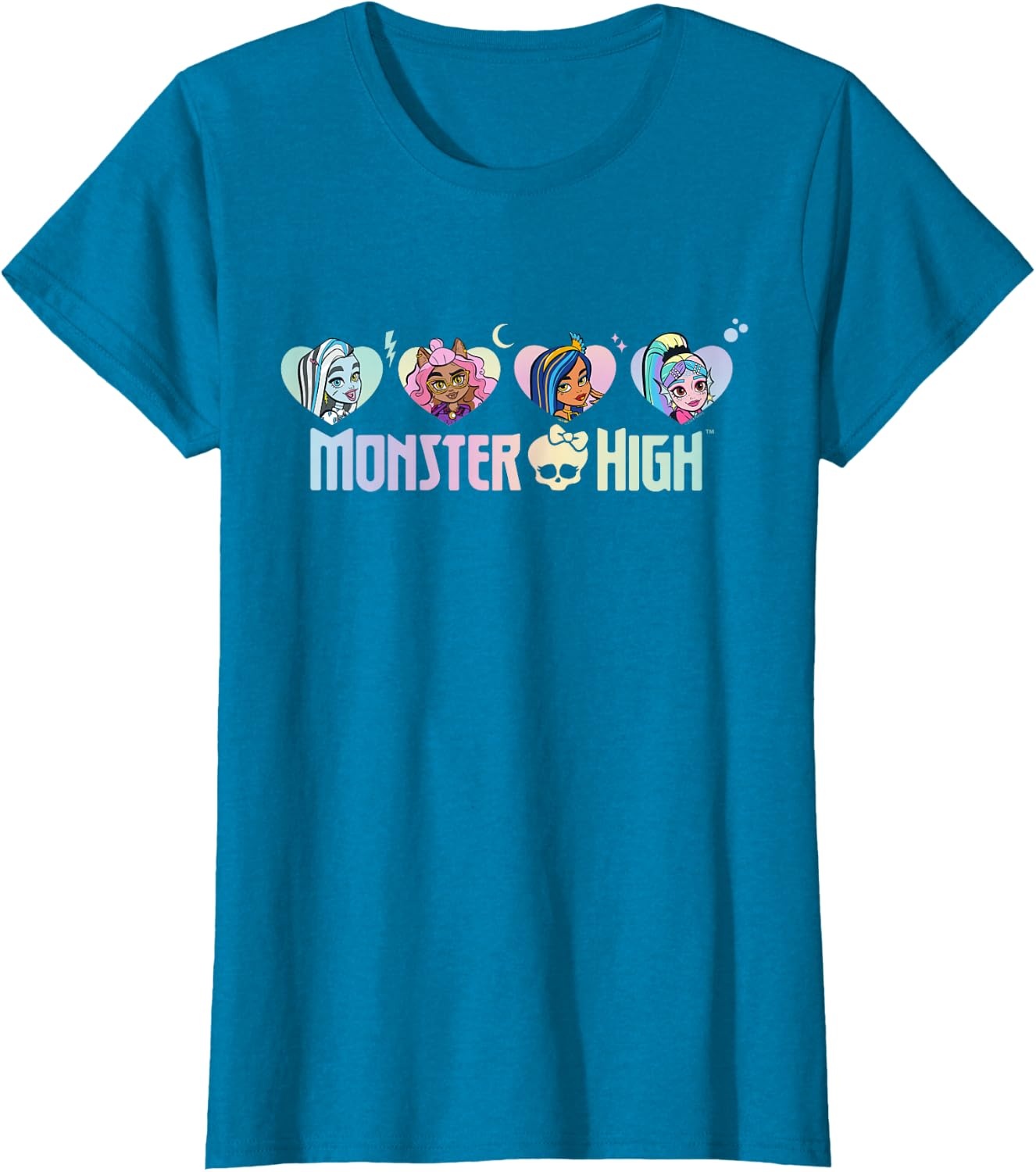 image:imageMonster High Frankie Clawdeen Cleo Lagoona Hearts TShirtSapphire Blue