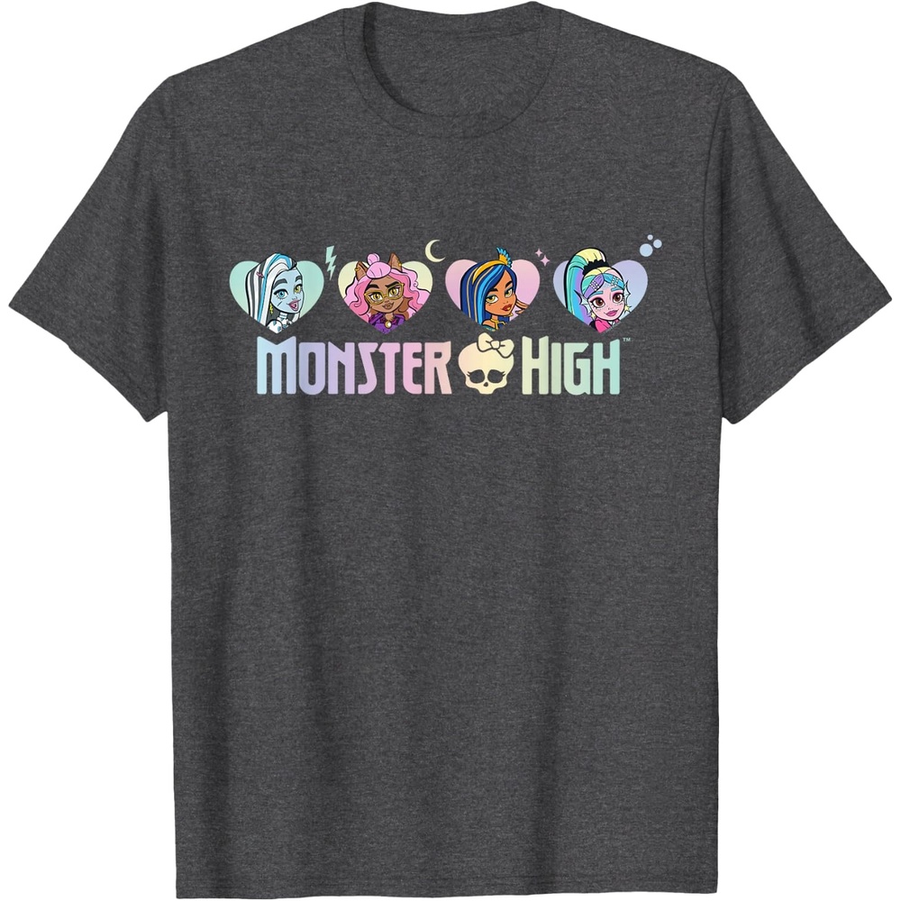 image:imageMonster High Frankie Clawdeen Cleo Lagoona Hearts TShirtDark Heather Grey