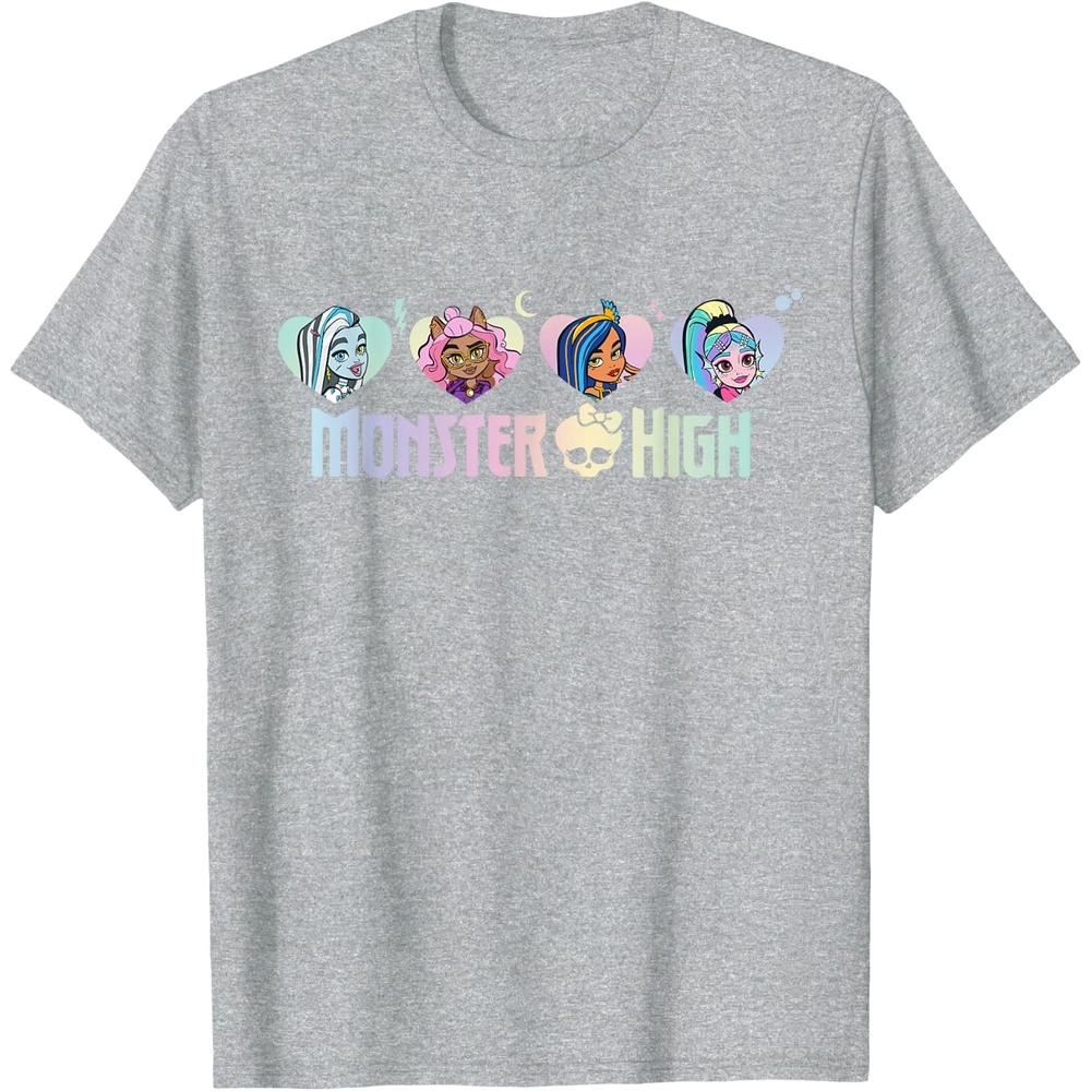 image:imageMonster High Frankie Clawdeen Cleo Lagoona Hearts TShirtHeather Grey