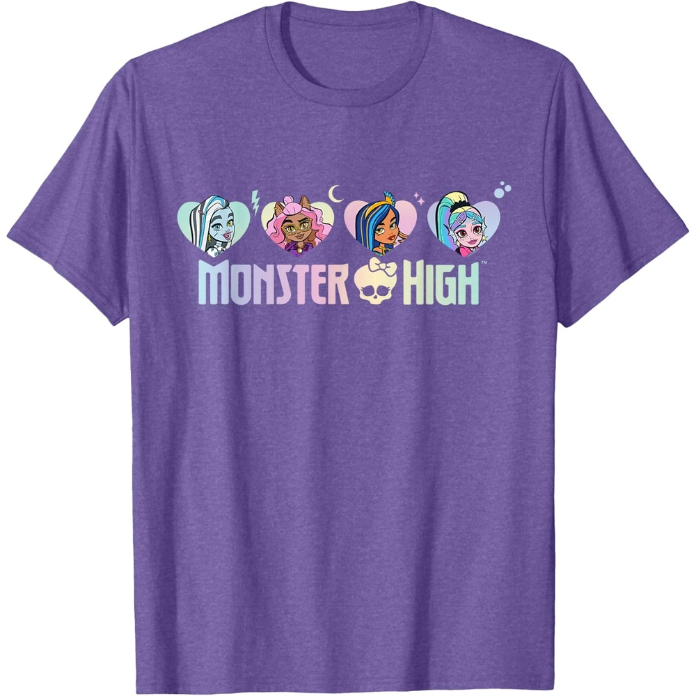 image:imageMonster High Frankie Clawdeen Cleo Lagoona Hearts TShirtPurple Heather