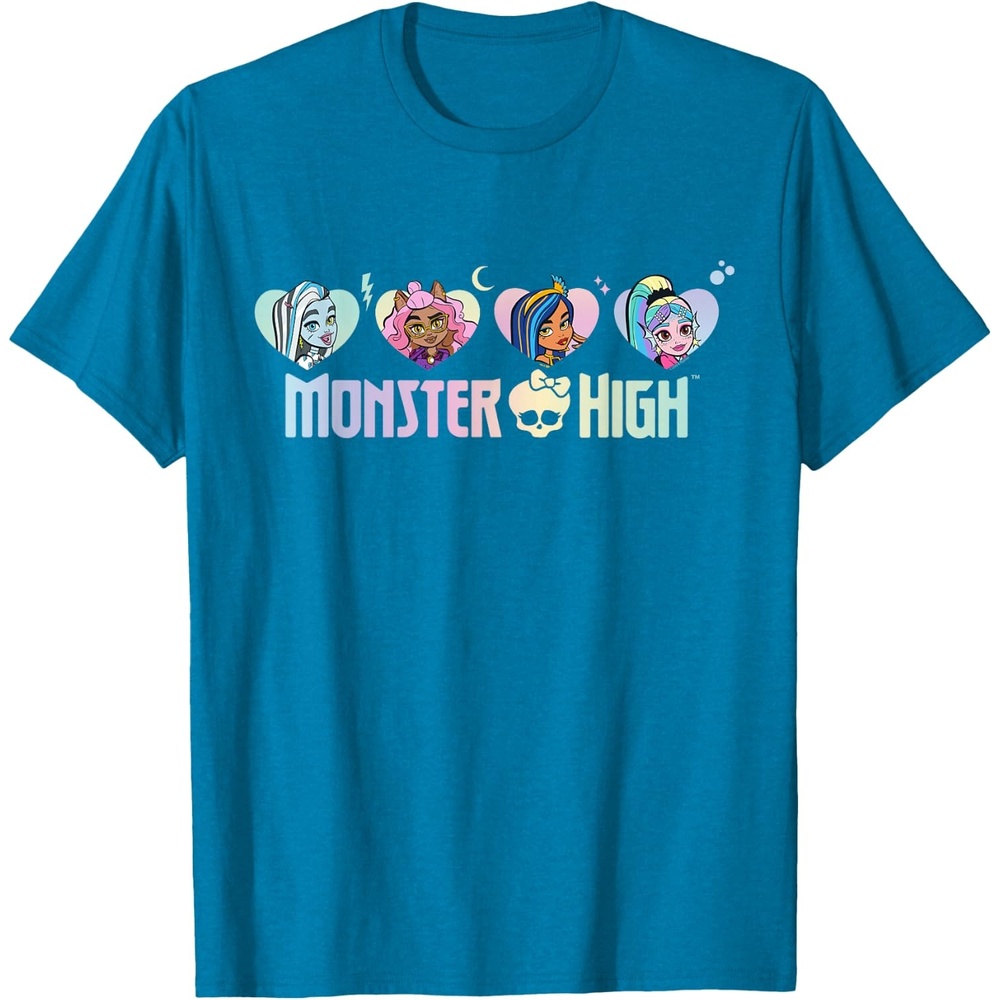 image:imageMonster High Frankie Clawdeen Cleo Lagoona Hearts TShirtSapphire Blue