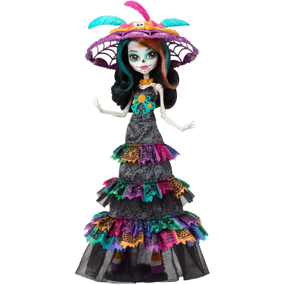 image:imageMonster High Doll Skelita Calaveras Da De Muertos 2024 Howliday Collectible with La Catrina Hat Papel Picado Dress and Displayable Packaging