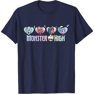 Monster High – Frankie, Clawdeen, Cleo, Lagoona Hearts T-Shirt(Navy Blue)