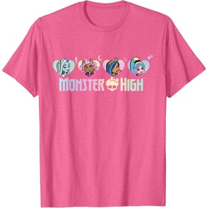 Monster High – Frankie, Clawdeen, Cleo, Lagoona Hearts T-Shirt(Pink Heather)