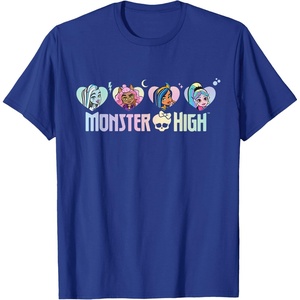 Monster High – Frankie, Clawdeen, Cleo, Lagoona Hearts T-Shirt(Royal Blue)
