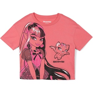 Monster High Girls Boxy T-Shirt Toddler to Big Kid Sizes (4T – 14-16)(Pink  Draculaura)